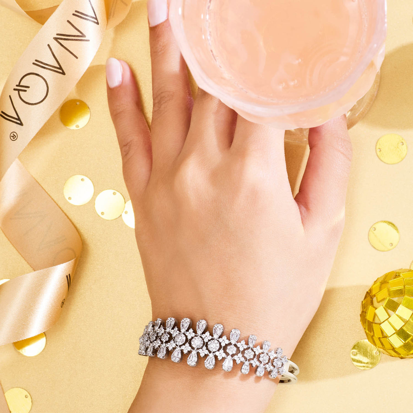 Cluster Pear Cuff Bracelet