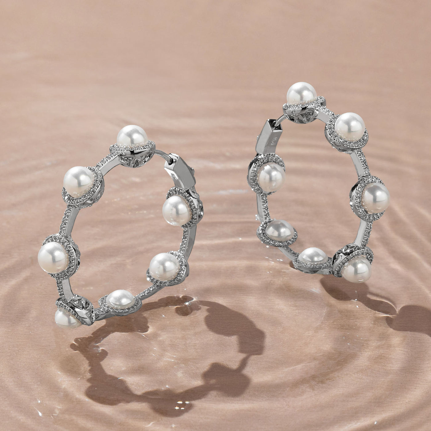 Halo Pearl Hoops