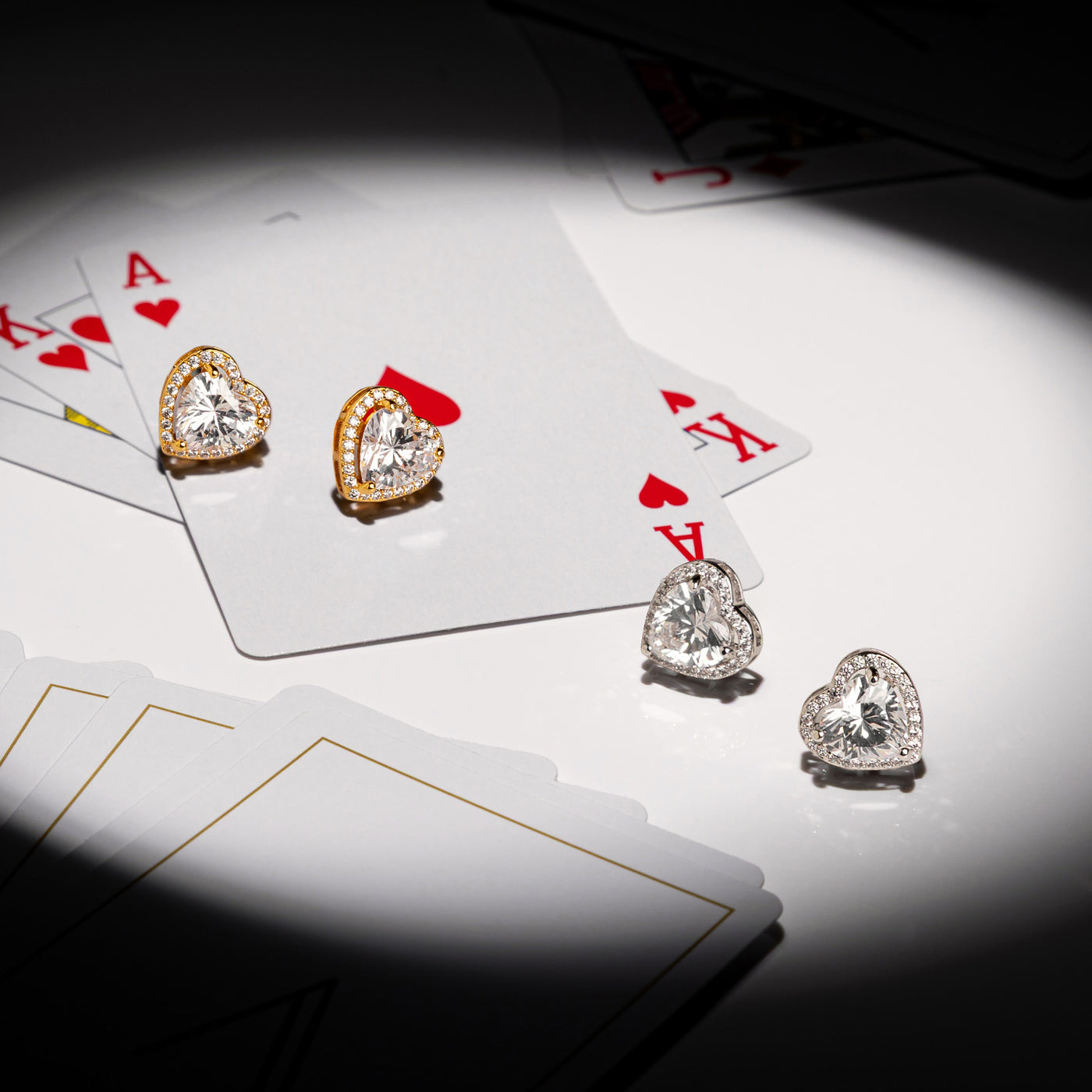 Solitaire Heart Studs