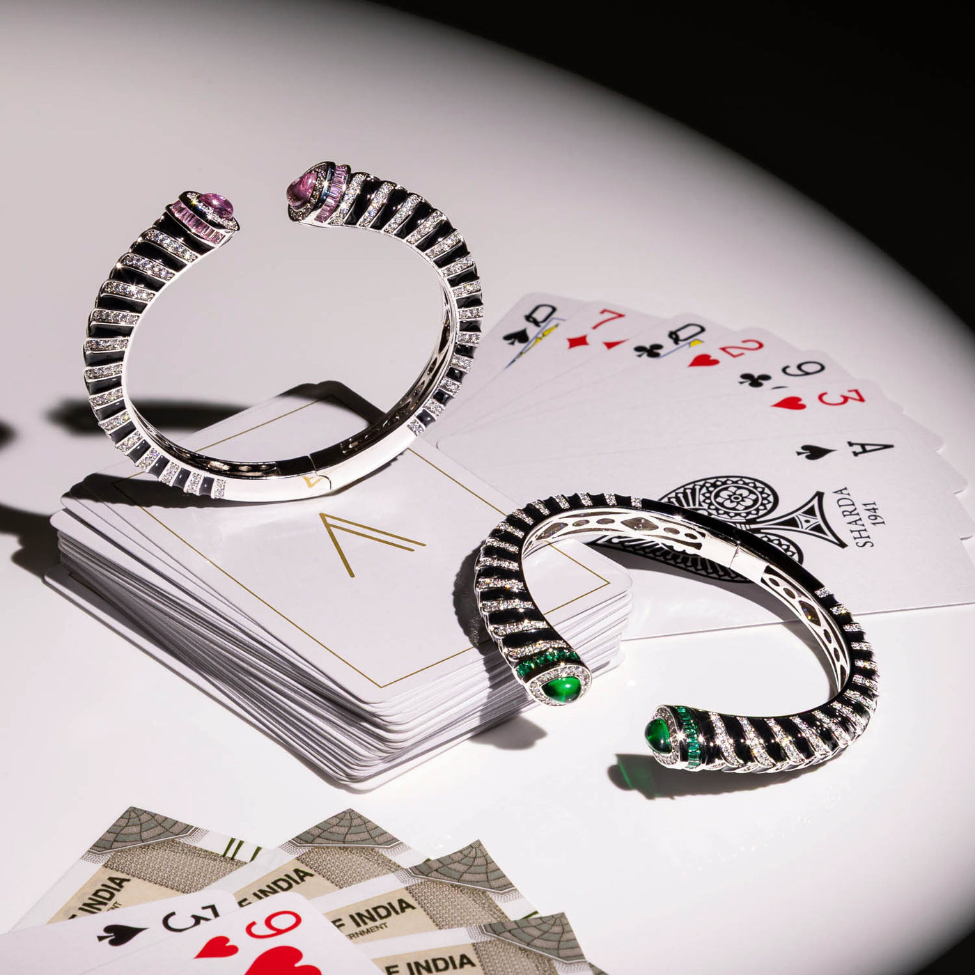 Vintage Stripes Gem Cuff Bracelet