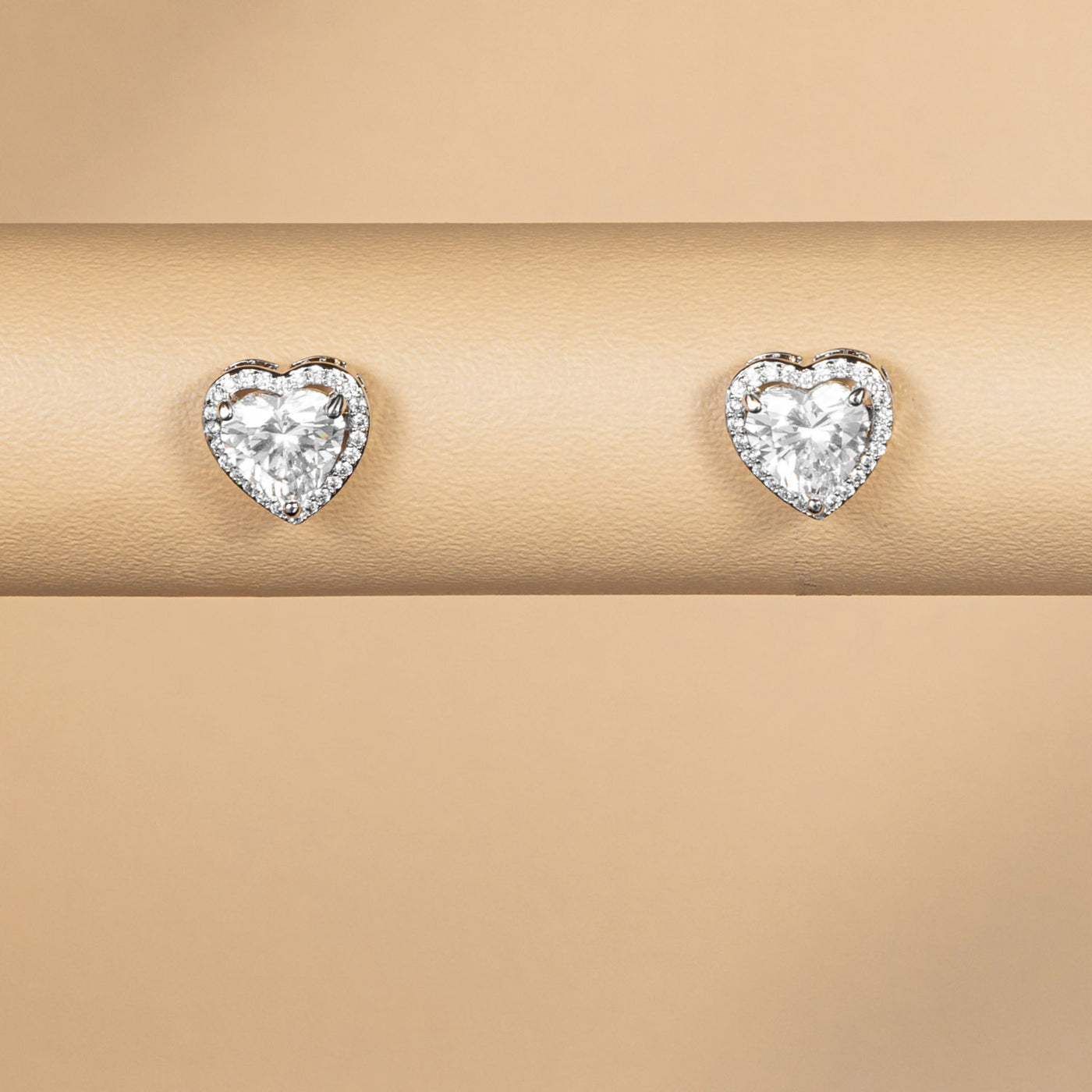 Solitaire Heart Studs
