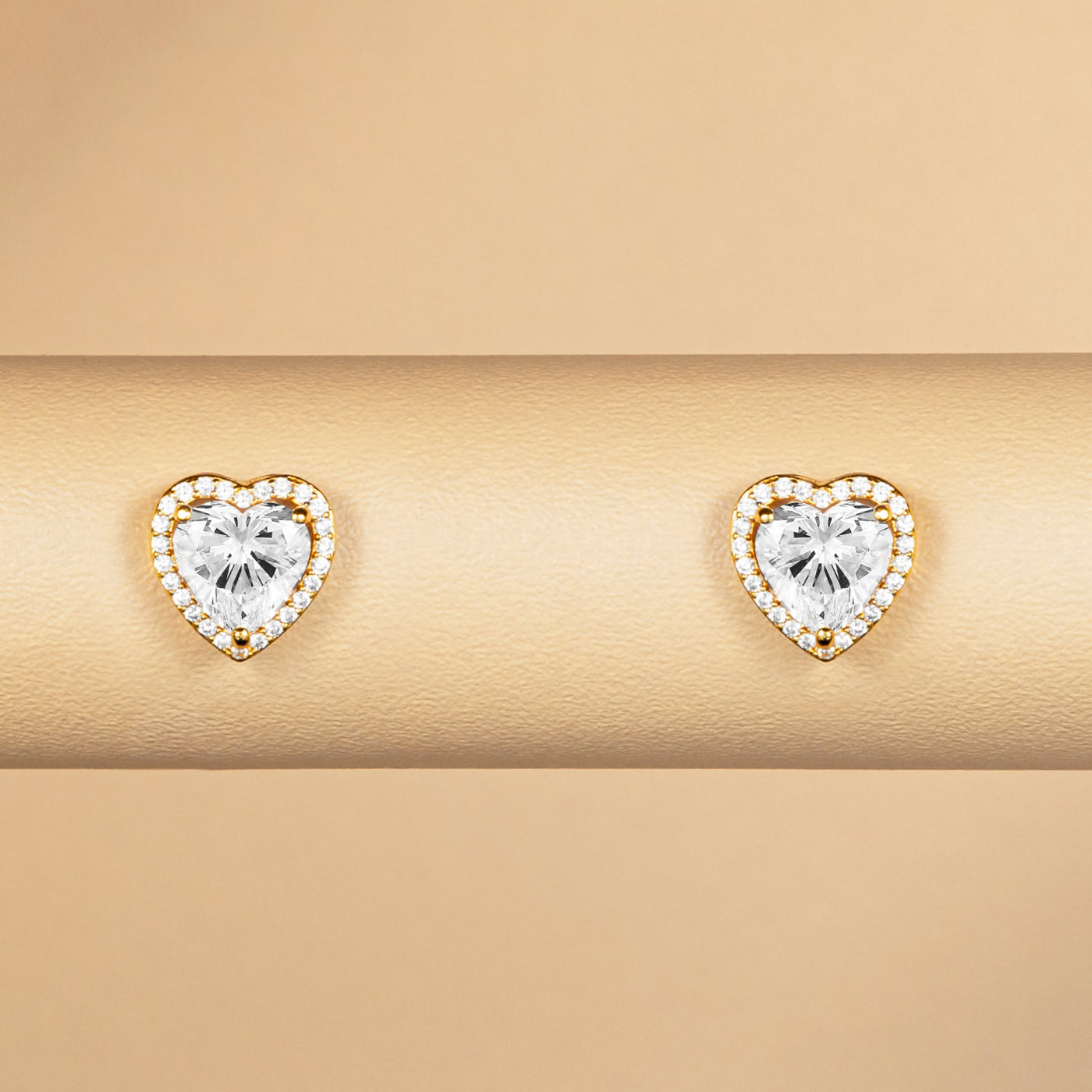 Solitaire Heart Studs