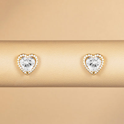 Solitaire Heart Studs