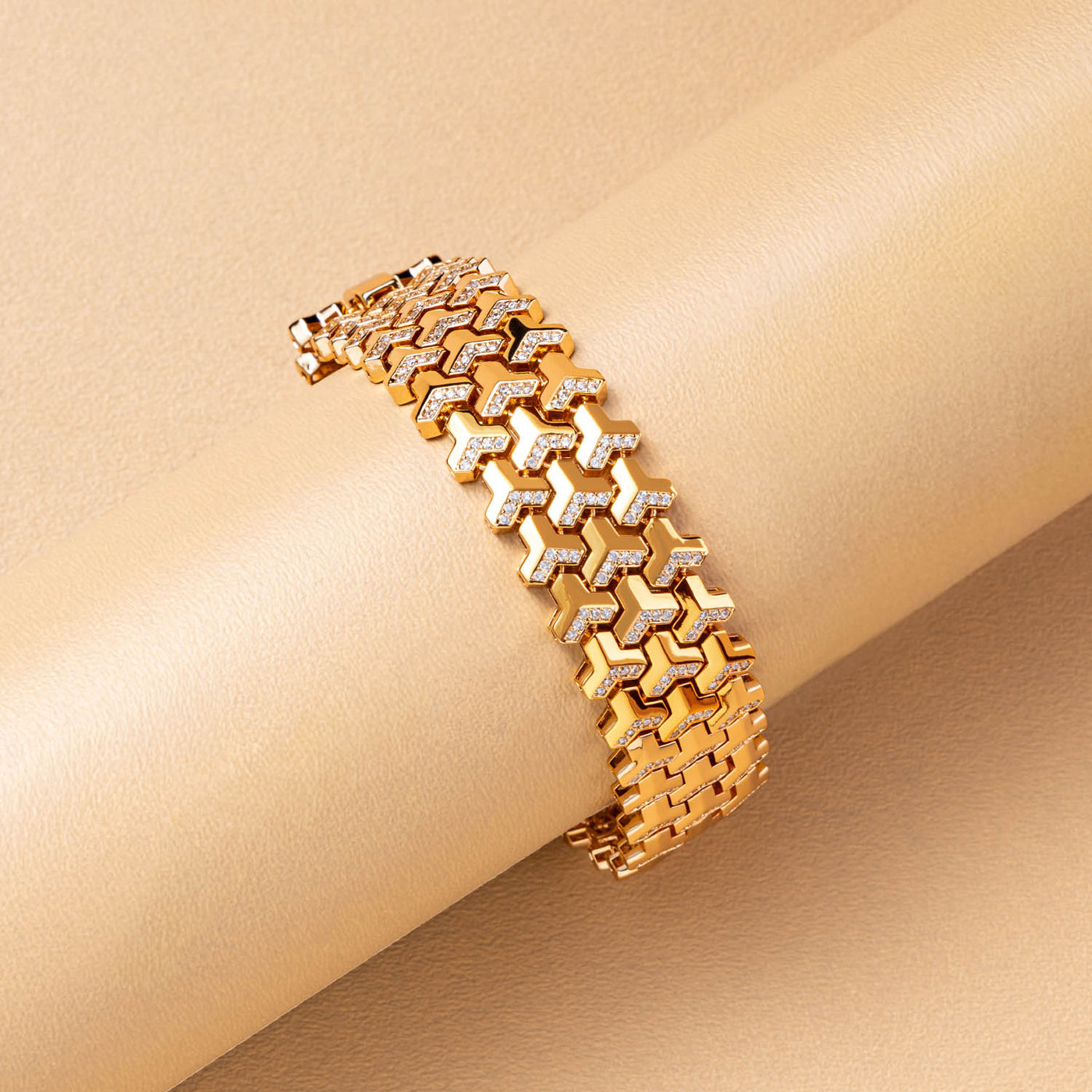 Wide Gold Tennis Bracelet