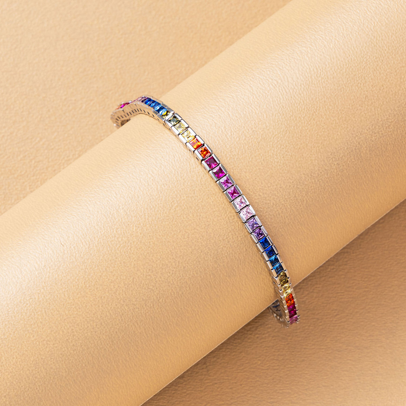 Thin Rainbow Tennis Bracelet