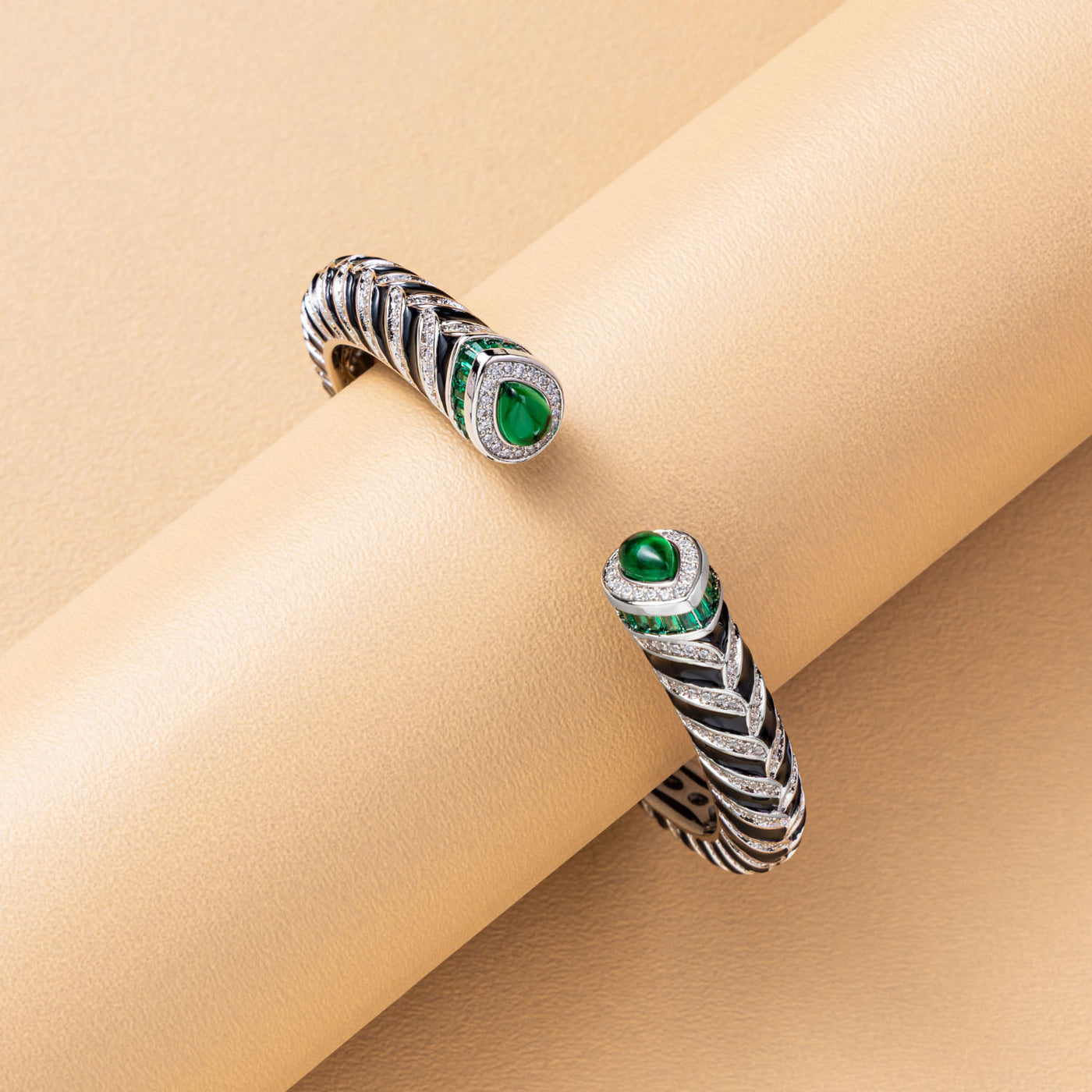 Vintage Stripes Gem Cuff Bracelet