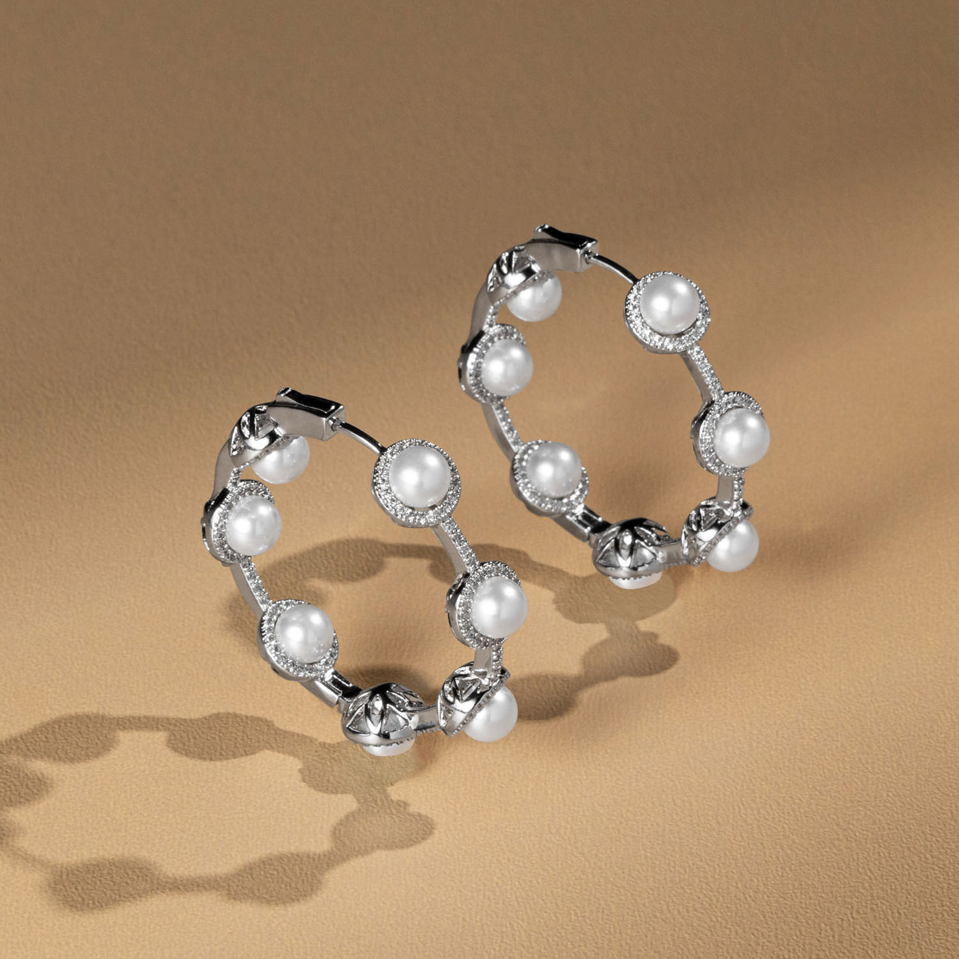 Halo Pearl Hoops